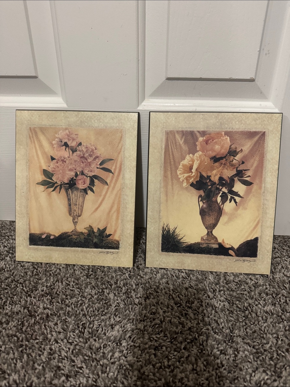 Vintage Floral Wall Art Set of 2 | Cottage Farmhouse Decor | 10x8
